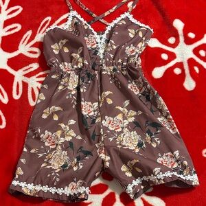 Brown Floral Romper